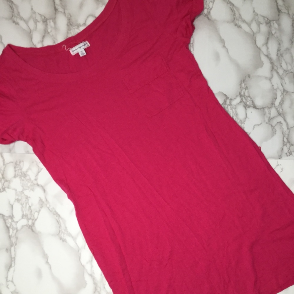American Eagle Bright Pink Shirt Dress Sz Small